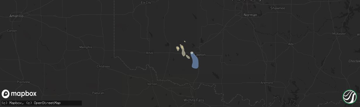 Hail map in Indiahoma, OK on June 13, 2025