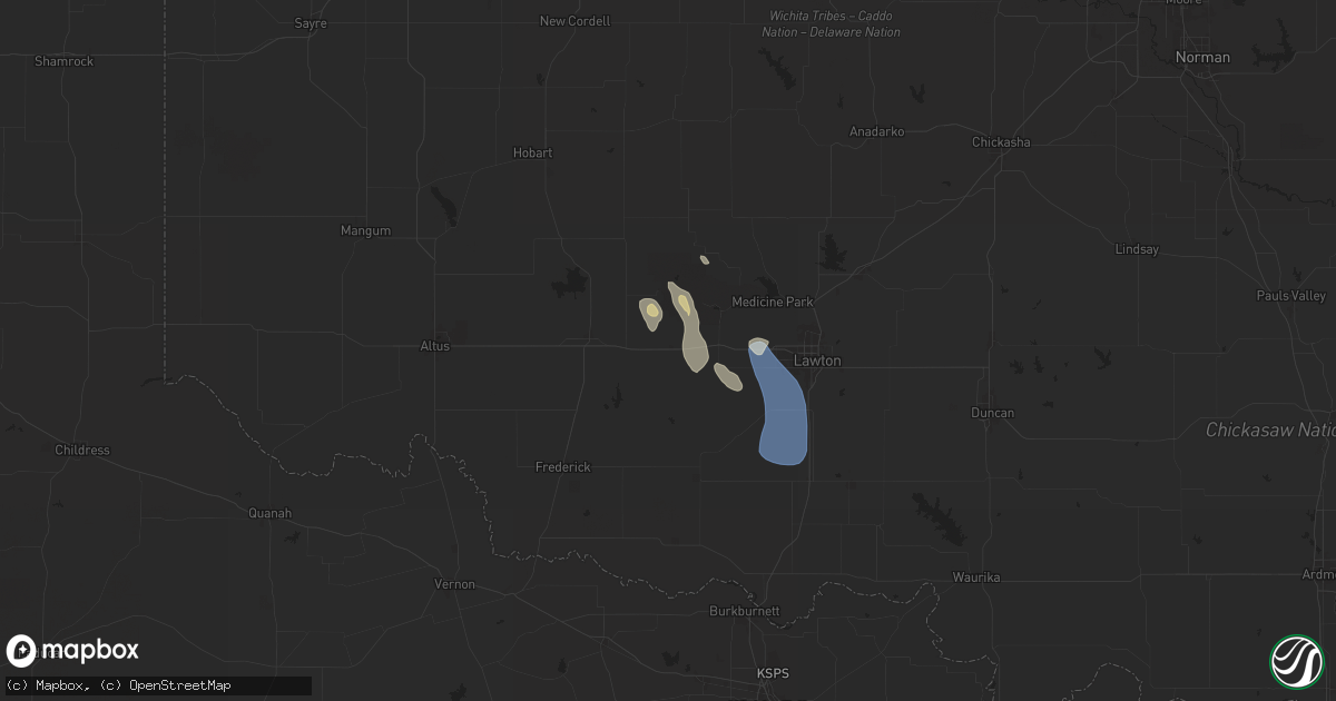 Hail map in Indiahoma, OK on June 13, 2025