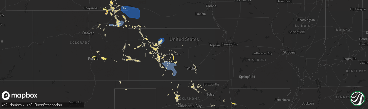Hail map in Kansas on June 13, 2025