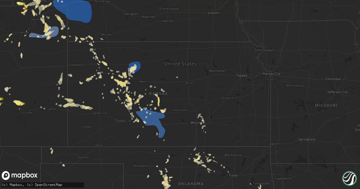 Hail map in Kansas on June 13, 2025