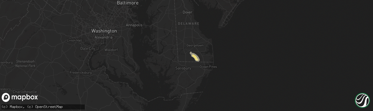 Hail map in Laurel, DE on June 13, 2025