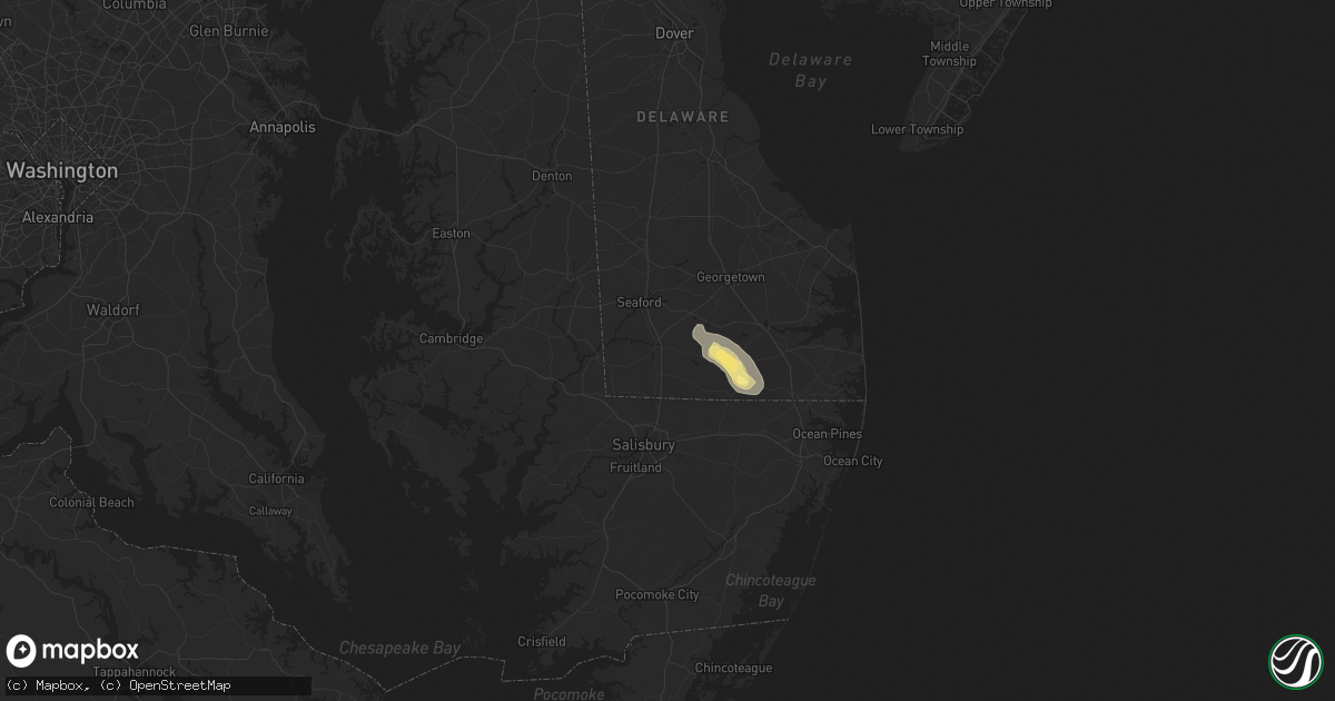 Hail map in Laurel, DE on June 13, 2025