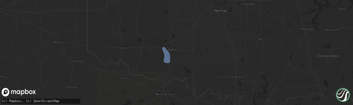 Hail map in Lawton, OK on June 13, 2025