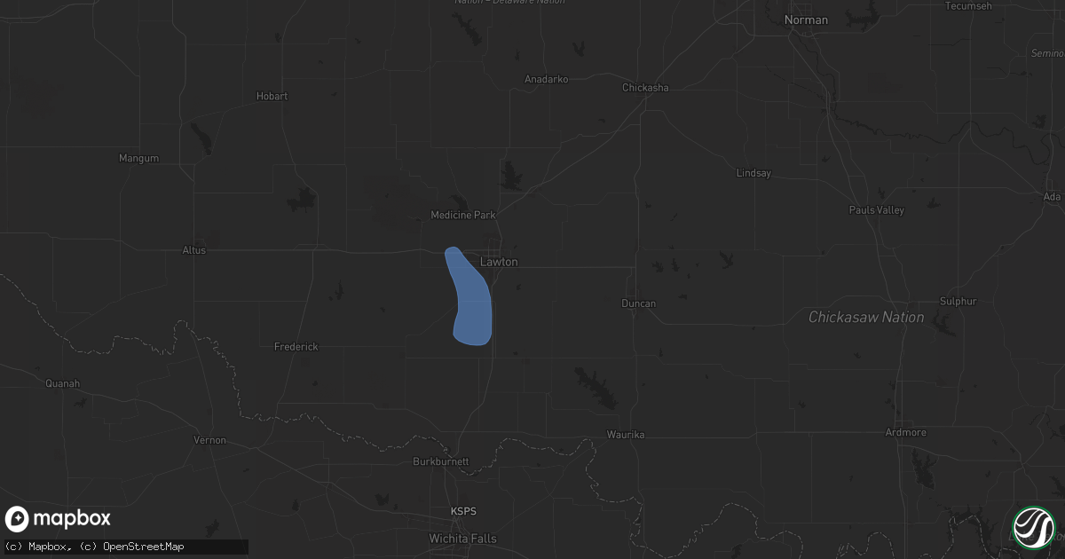 Hail map in Lawton, OK on June 13, 2025