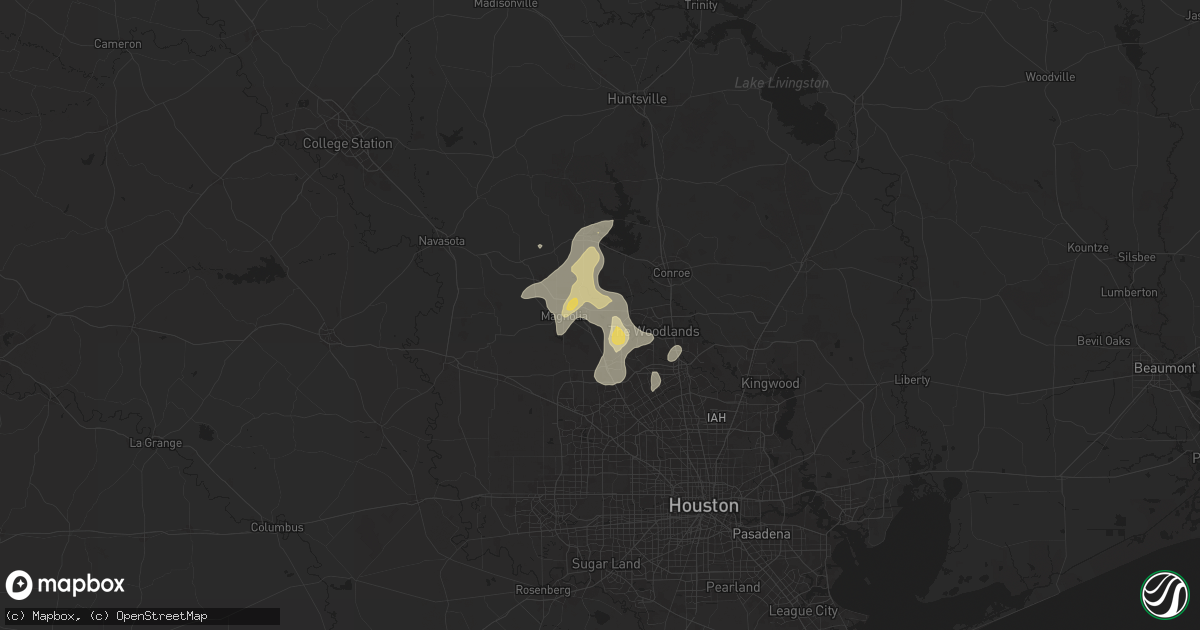 Hail map in Magnolia, TX on June 13, 2025