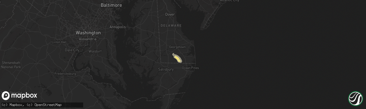 Hail map in Millsboro, DE on June 13, 2025