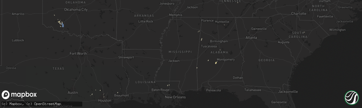 Hail map in Mississippi on June 13, 2025