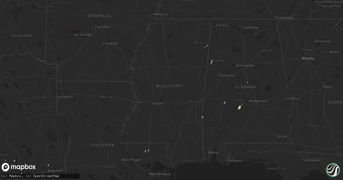 Hail map in Mississippi on June 13, 2025