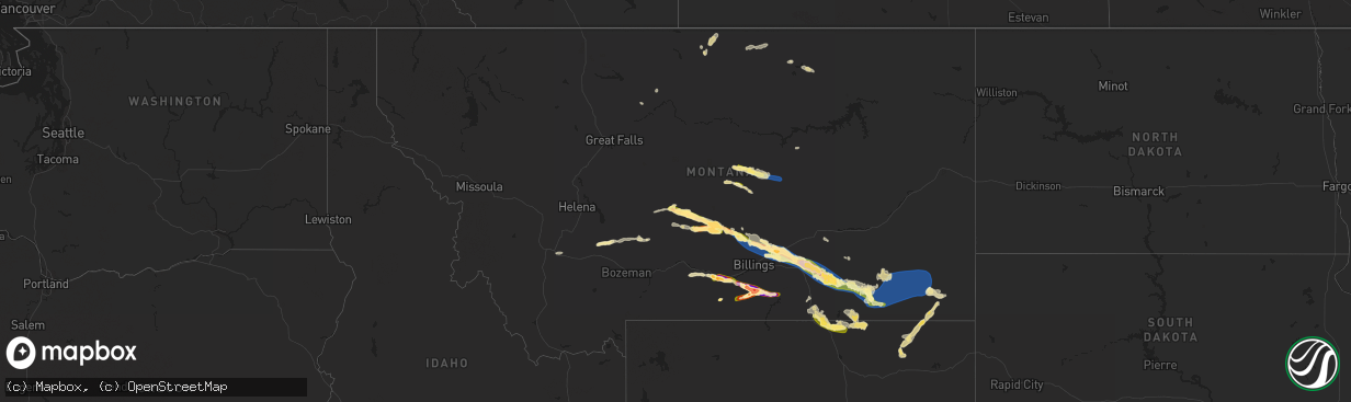 Hail map in Montana on June 13, 2025