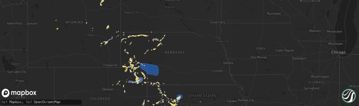 Hail map in Nebraska on June 13, 2025