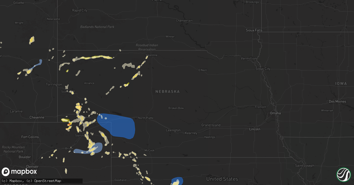 Hail map in Nebraska on June 13, 2025