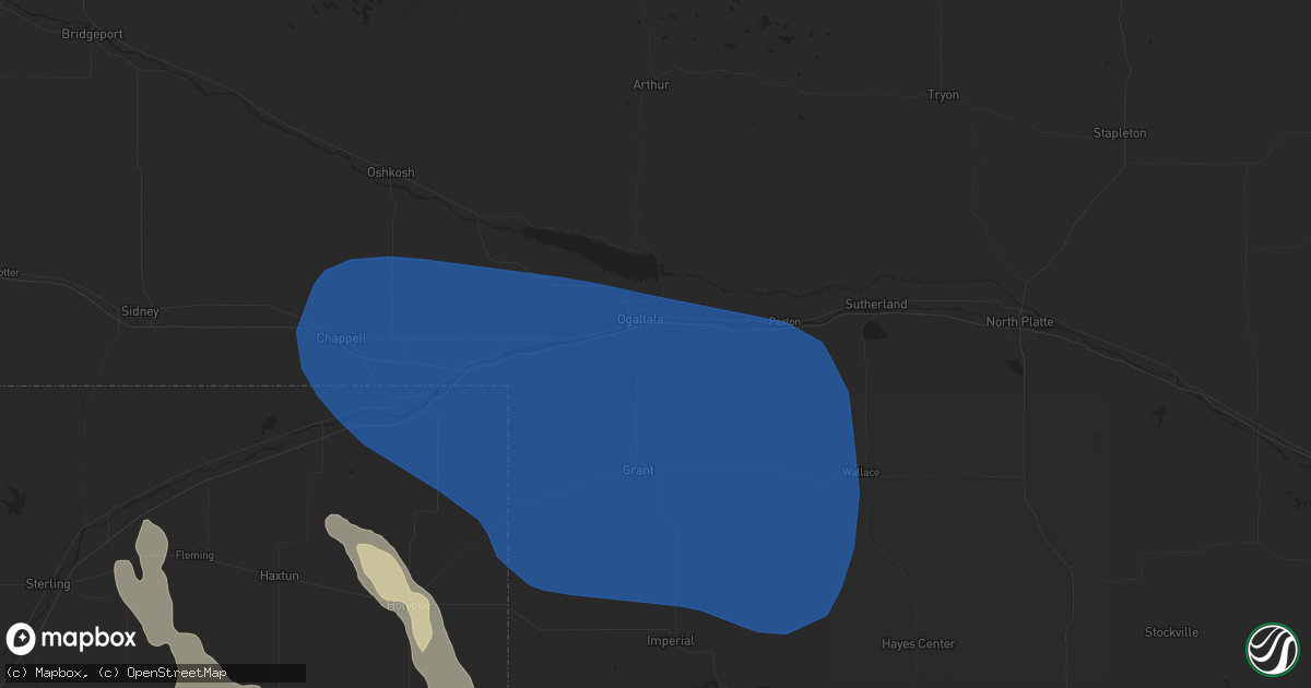 Hail map in Ogallala, NE on June 13, 2025