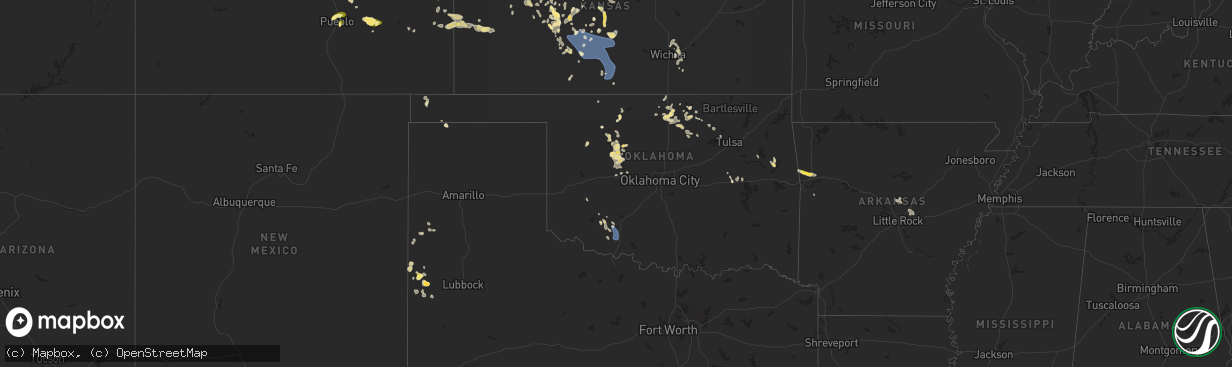 Hail map in Oklahoma on June 13, 2025