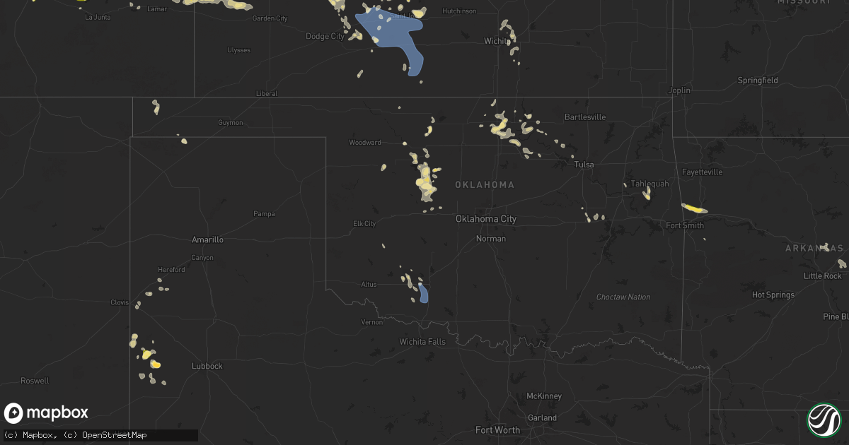 Hail map in Oklahoma on June 13, 2025