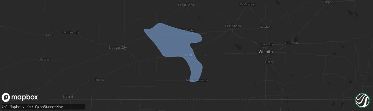 Hail map in Pratt, KS on June 13, 2025