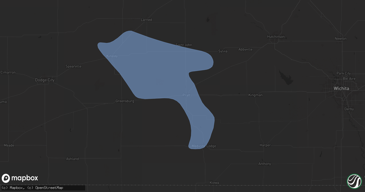 Hail map in Pratt, KS on June 13, 2025