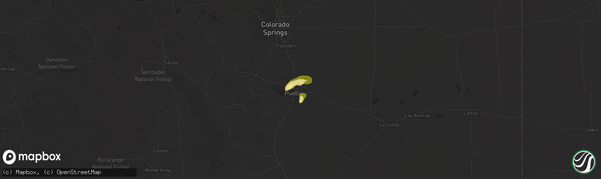 Hail map in Pueblo, CO on June 13, 2025