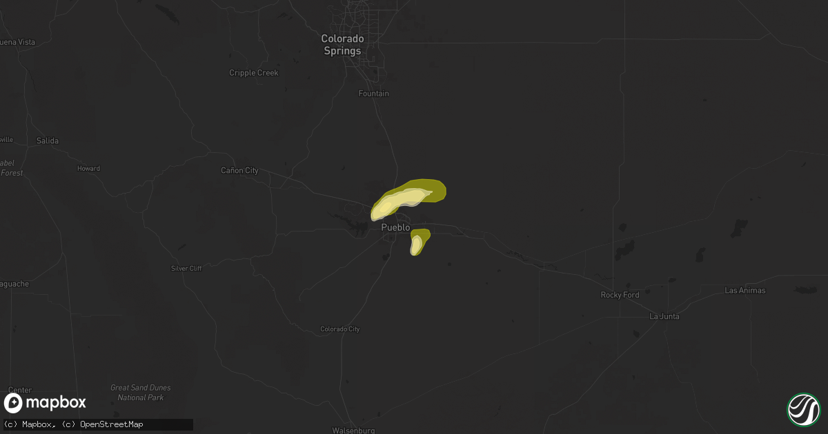 Hail map in Pueblo, CO on June 13, 2025