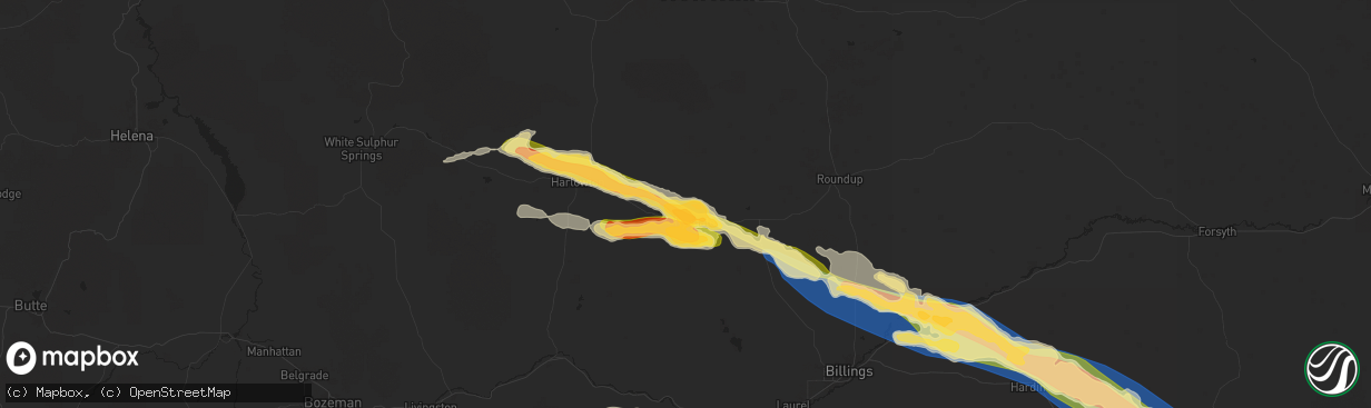 Hail map in Ryegate, MT on June 13, 2025