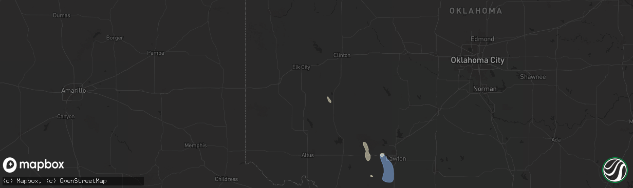 Hail map in Sentinel, OK on June 13, 2025