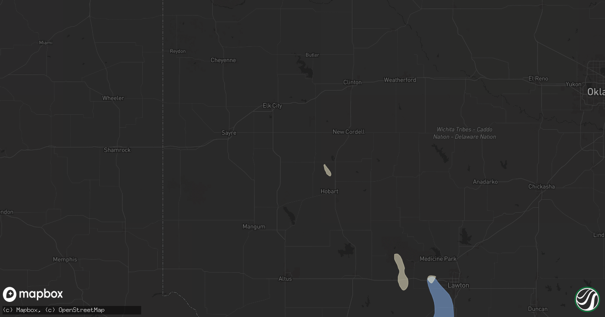 Hail map in Sentinel, OK on June 13, 2025