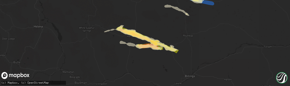 Hail map in Shawmut, MT on June 13, 2025