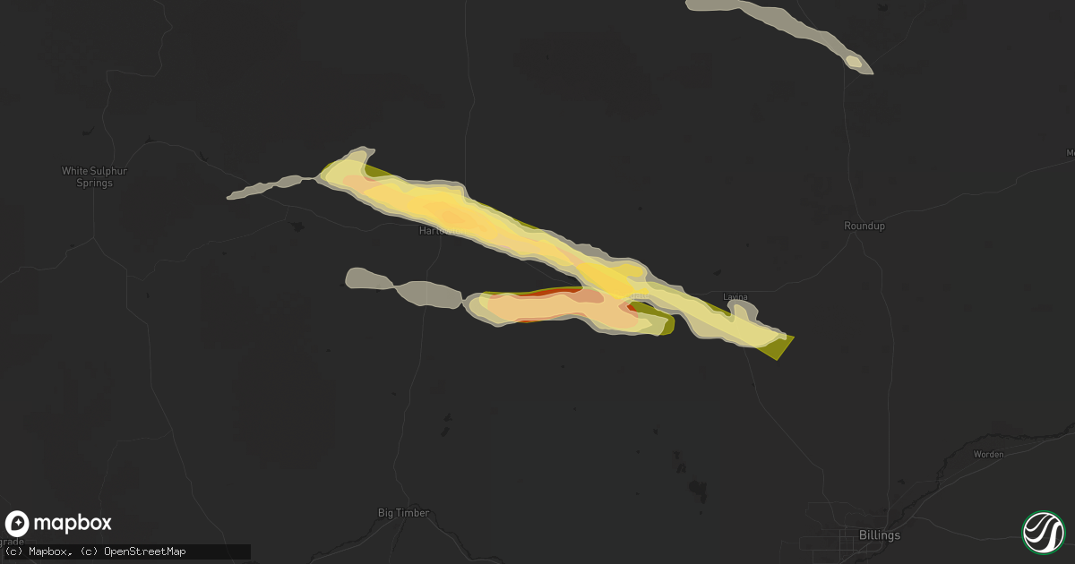 Hail map in Shawmut, MT on June 13, 2025