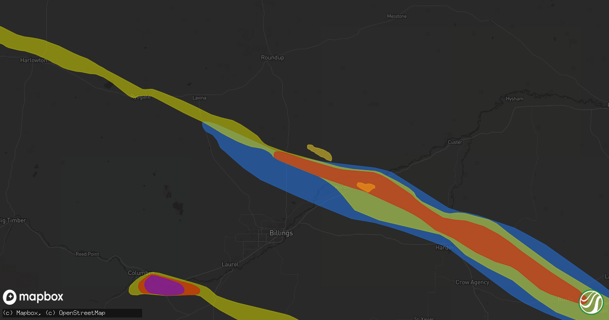 Hail map in Shepherd, MT on June 13, 2025
