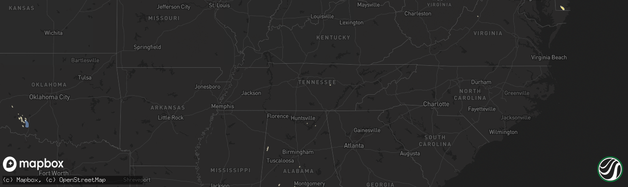 Hail map in Tennessee on June 13, 2025