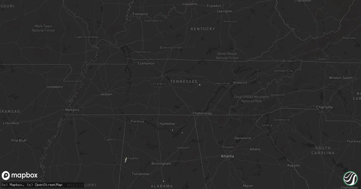 Hail map in Tennessee on June 13, 2025
