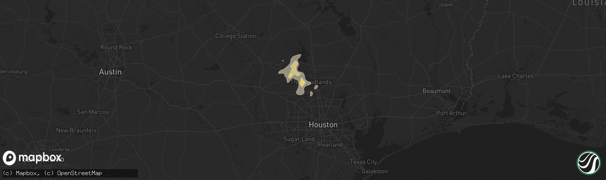 Hail map in Tomball, TX on June 13, 2025