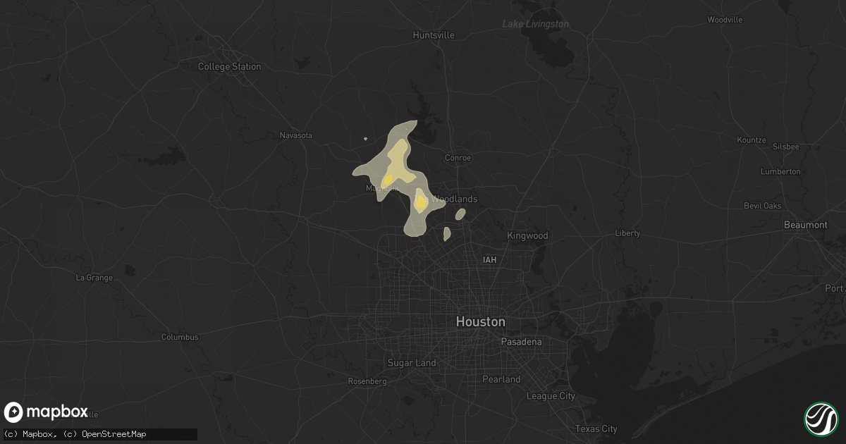 Hail map in Tomball, TX on June 13, 2025