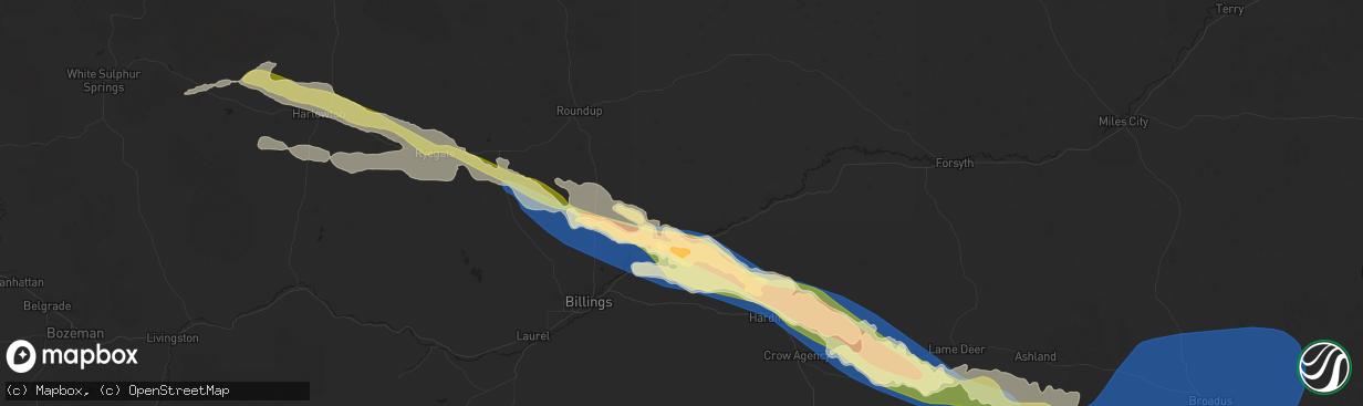 Hail map in Worden, MT on June 13, 2025