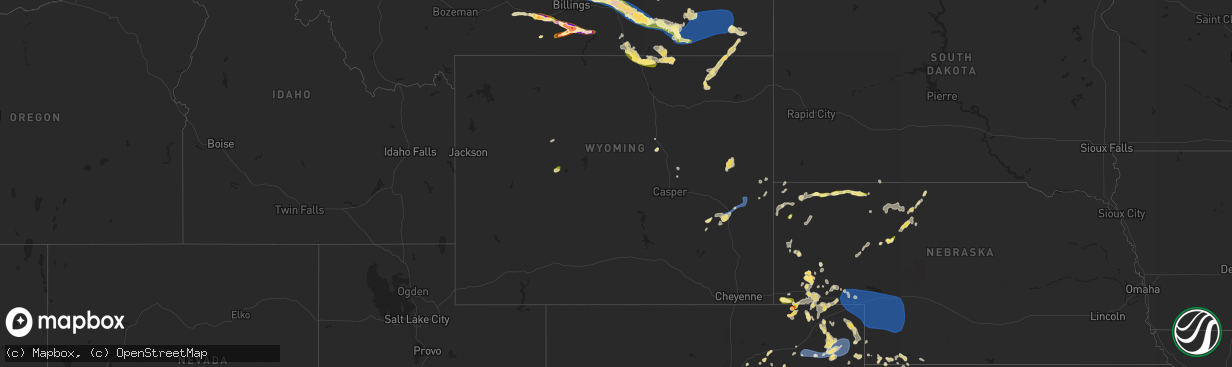 Hail map in Wyoming on June 13, 2025