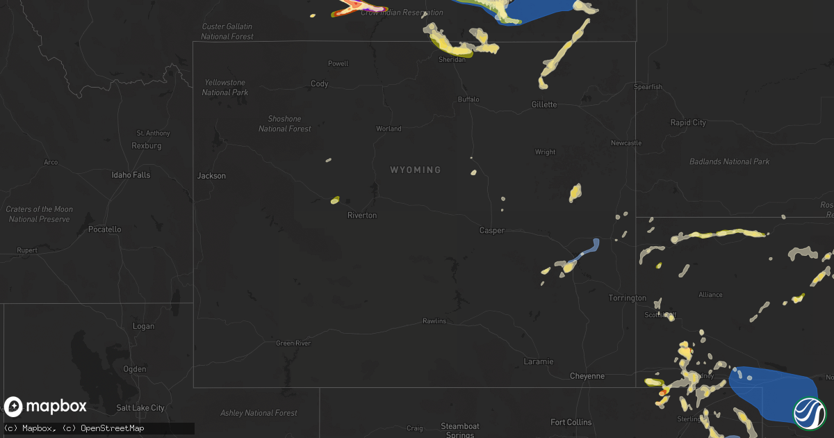 Hail map in Wyoming on June 13, 2025