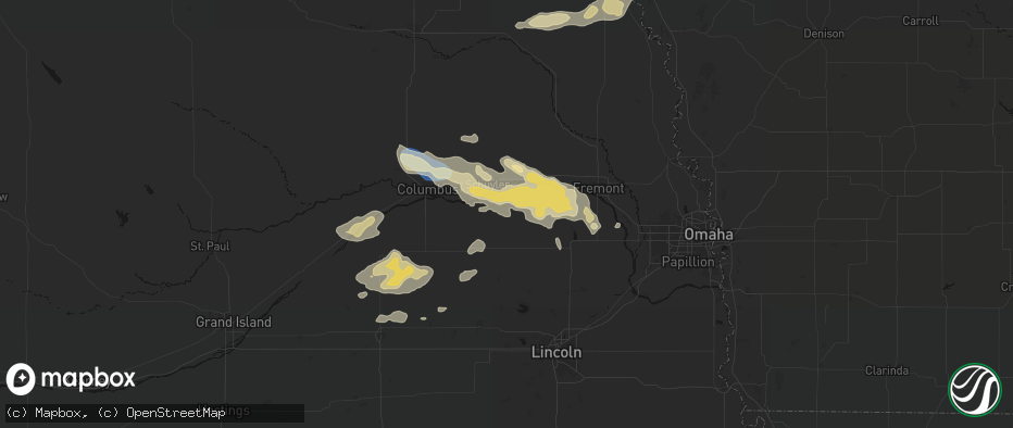 Hail map in Abie, NE on June 13, 2026