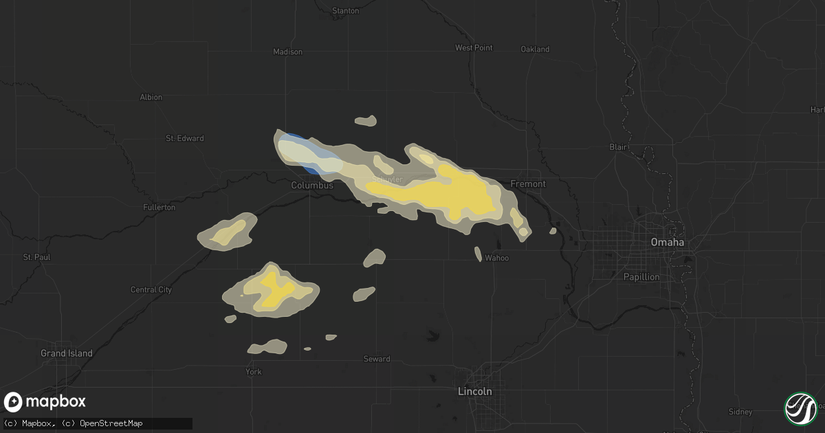 Hail map in Abie, NE on June 13, 2026