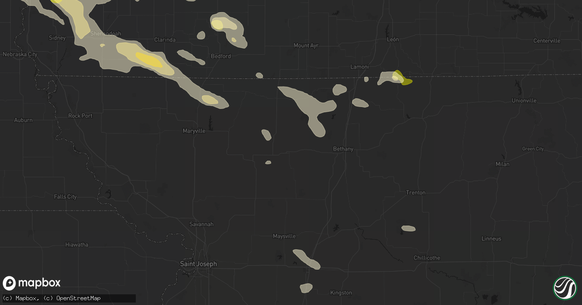 Hail map in Albany, MO on June 13, 2026