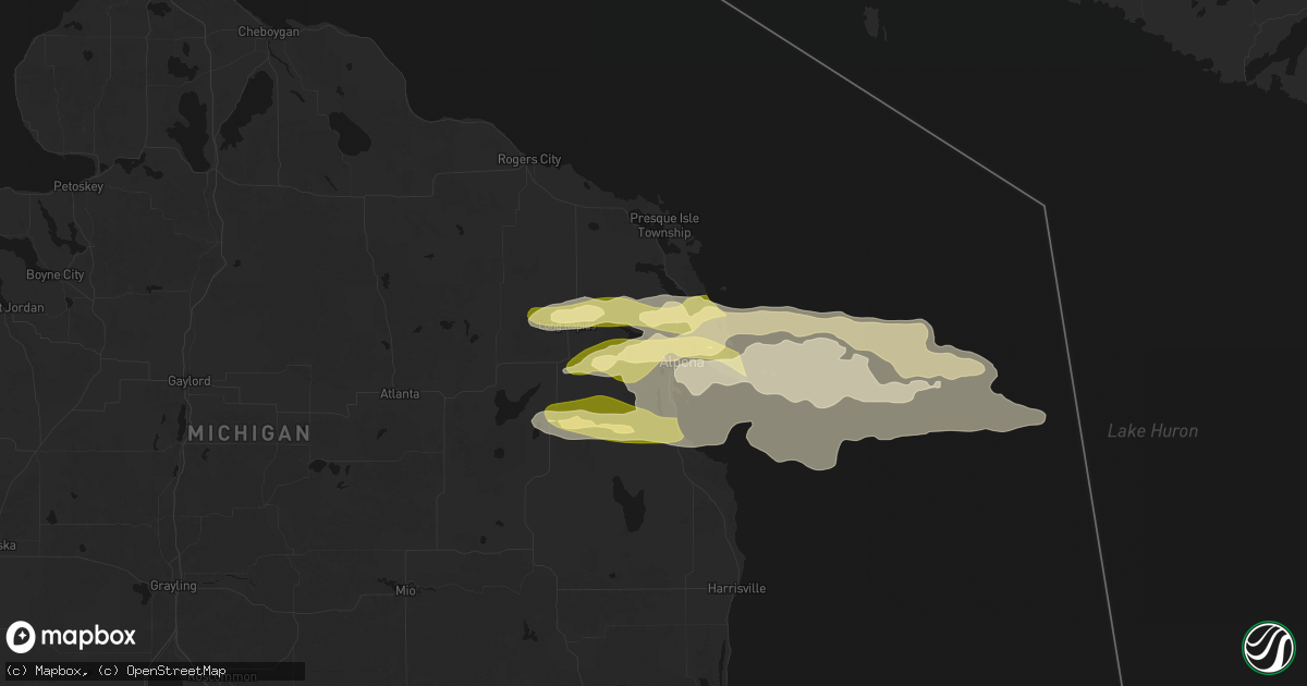 Hail map in Alpena, MI on June 13, 2026
