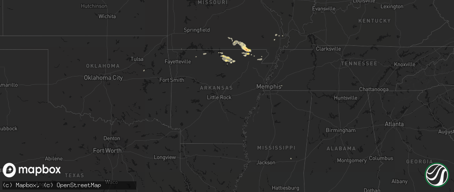 Hail map in Arkansas on June 13, 2026