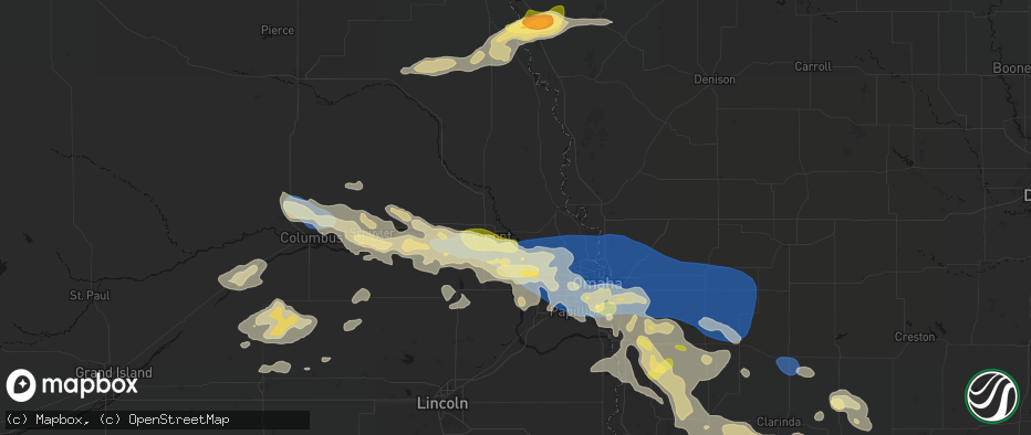 Hail map in Arlington, NE on June 13, 2026