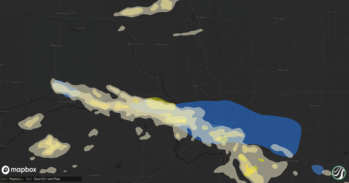 Hail map in Arlington, NE on June 13, 2026
