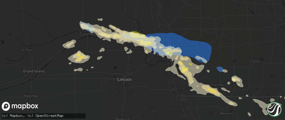 Hail map in Ashland, NE on June 13, 2026