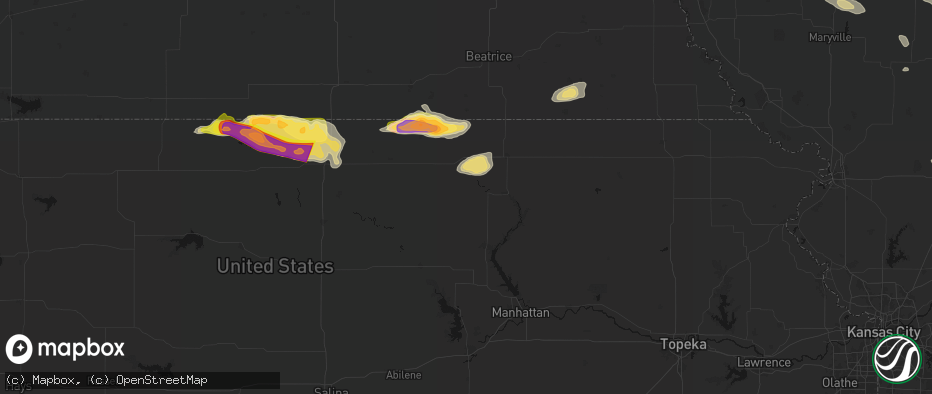Hail map in Barnes, KS on June 13, 2026