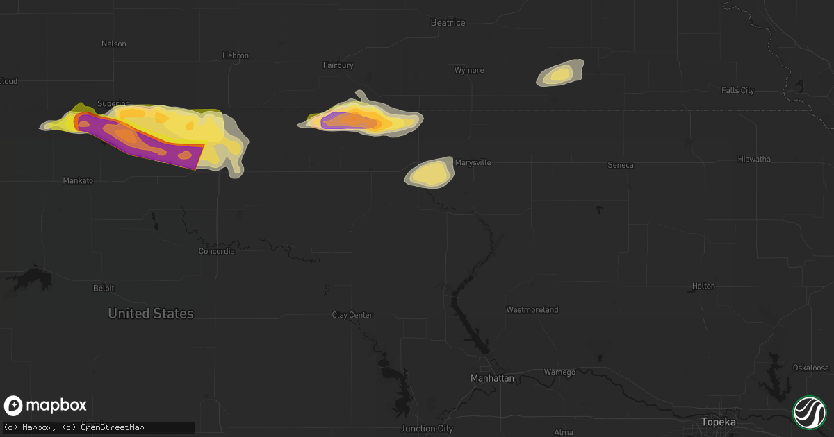 Hail map in Barnes, KS on June 13, 2026