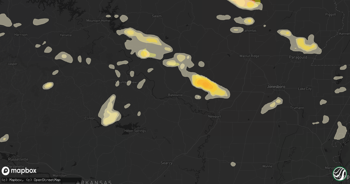 Hail map in Batesville, AR on June 13, 2026