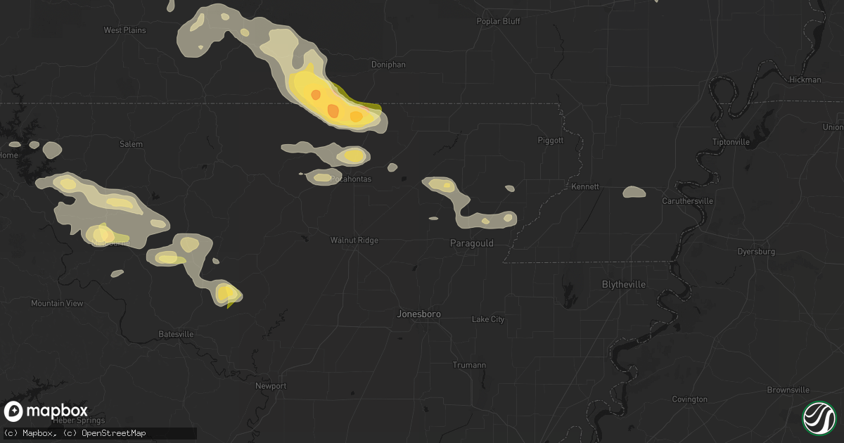 Hail map in Beech Grove, AR on June 13, 2026