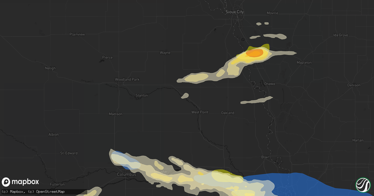 Hail map in Beemer, NE on June 13, 2026