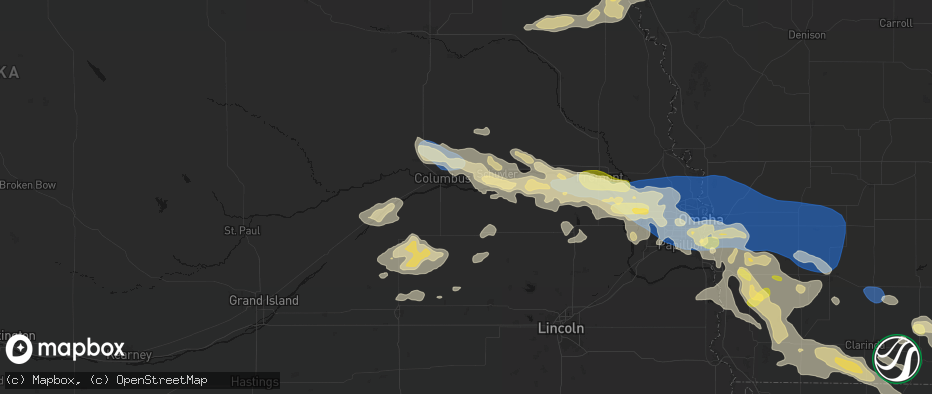 Hail map in Bellwood, NE on June 13, 2026