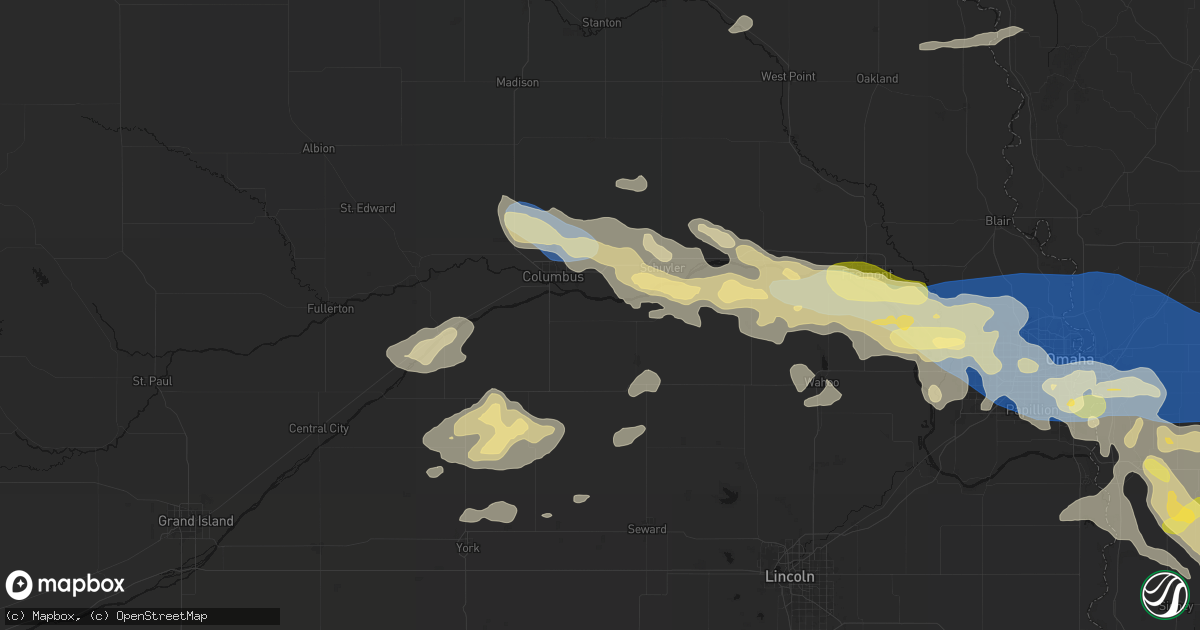 Hail map in Bellwood, NE on June 13, 2026